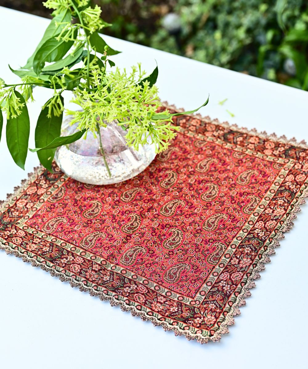 Gold-Thread Termeh Tablecloth – Satin Lined | 39x39 cm