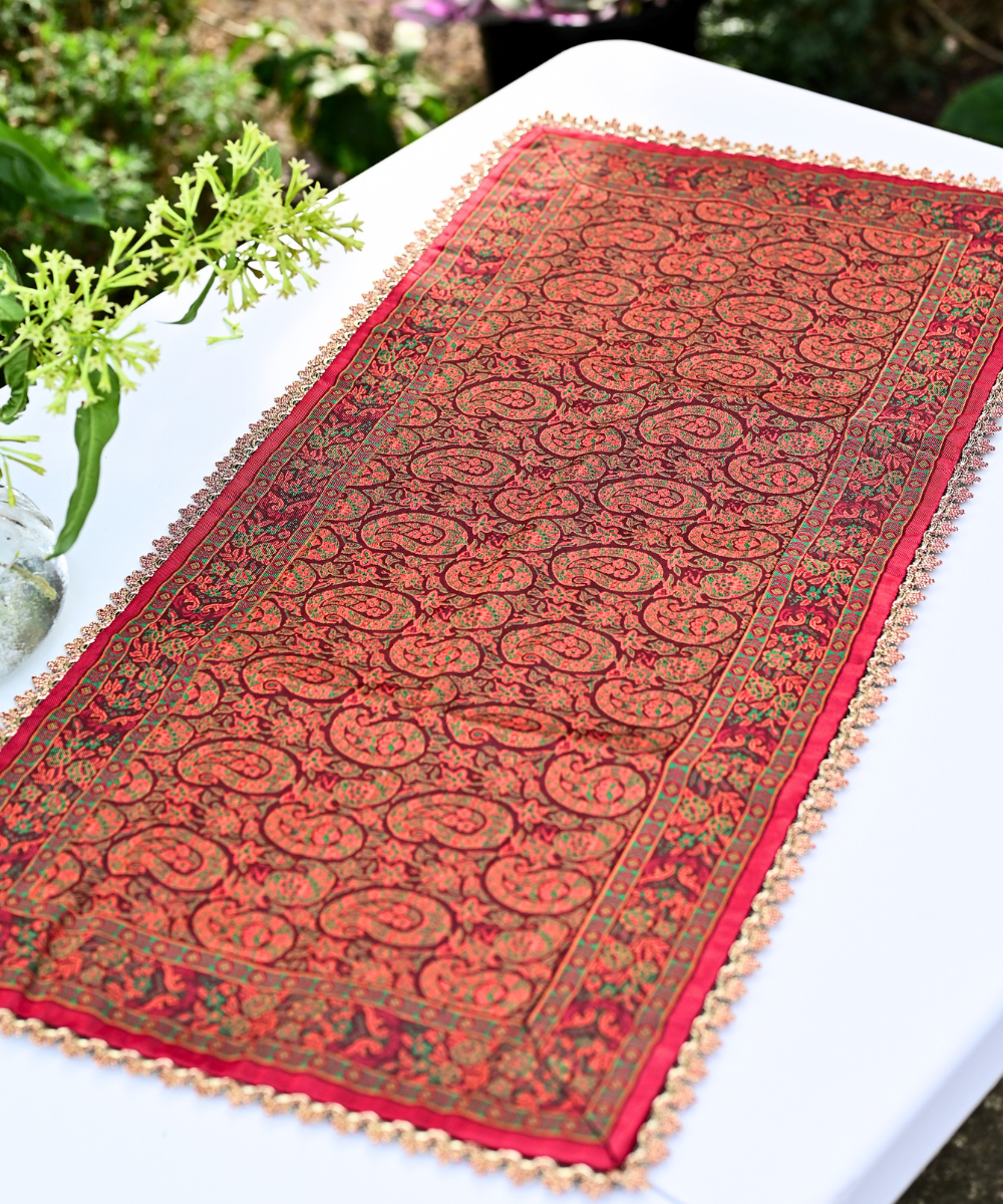 Luxury Persian Termeh Table Runner with Decorative Edging | 82x39 cm
